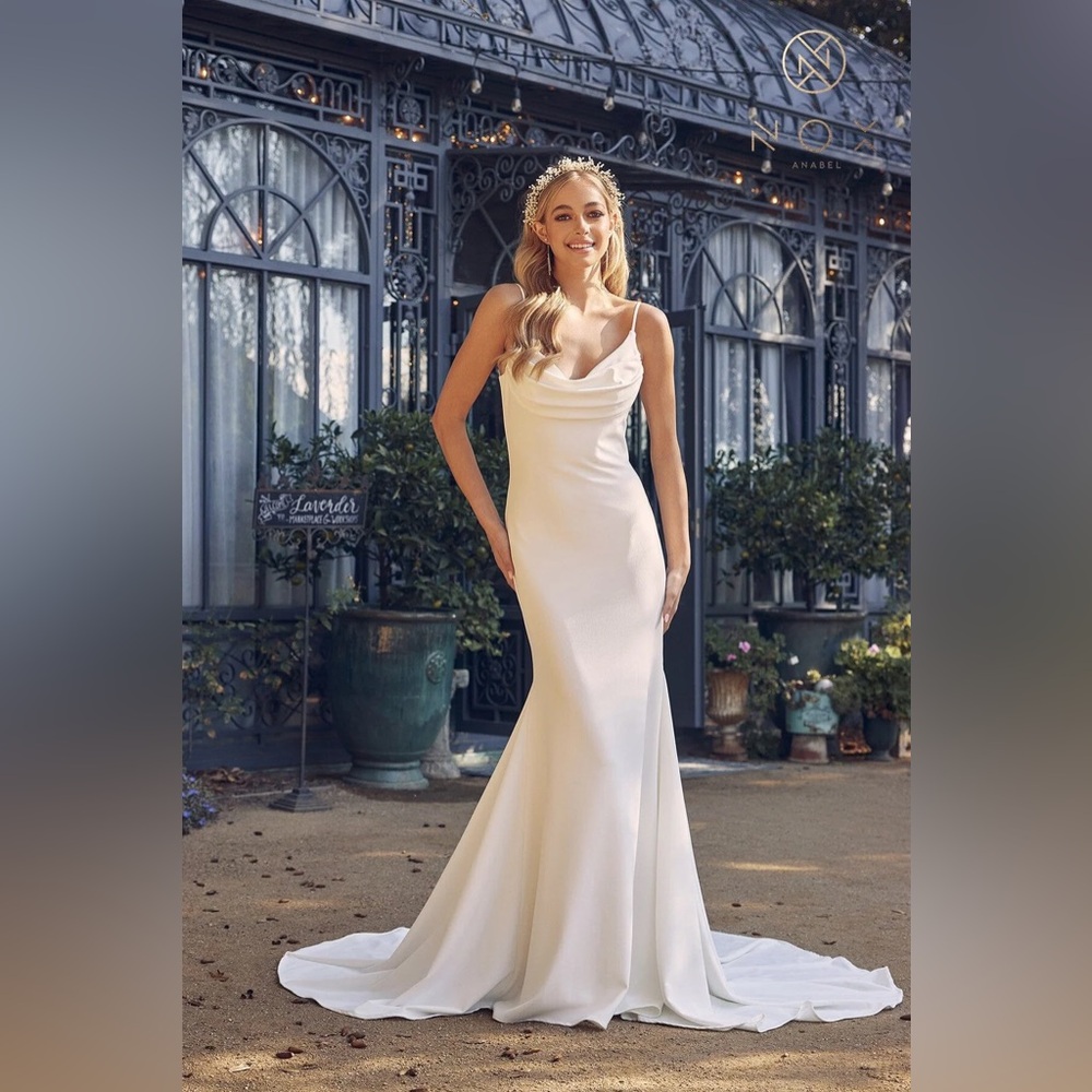 Nox Anabel NWT Cowl Mermaid Wedding Dress JE954 Size 4 - Picture 5 of 11